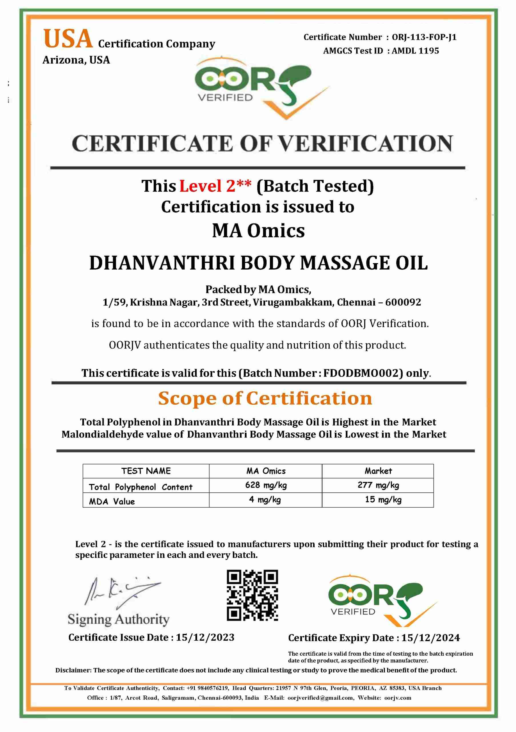 Dhanvanthri Body Massage Oil